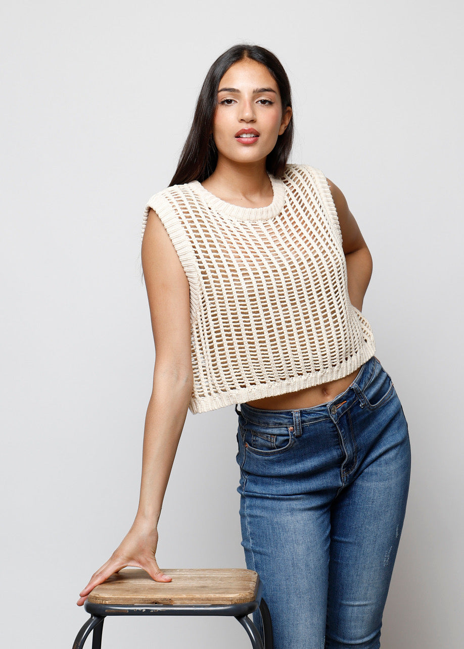 CHALECO CALADO BRIANNA SAND