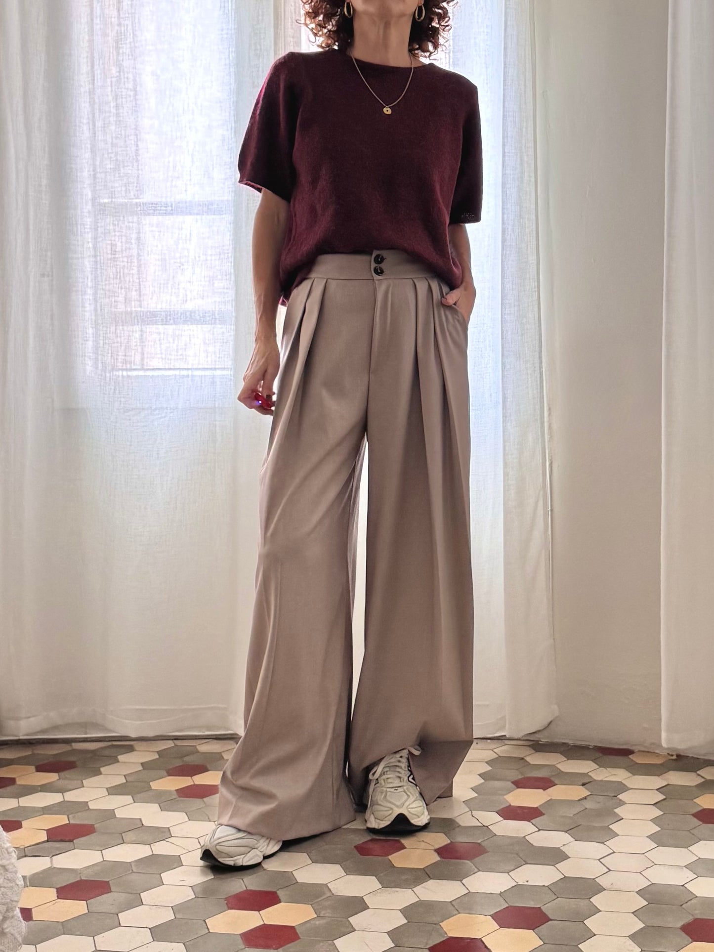 PANTALÓN DOBLE PLIEGUE VIOLA TAUPE