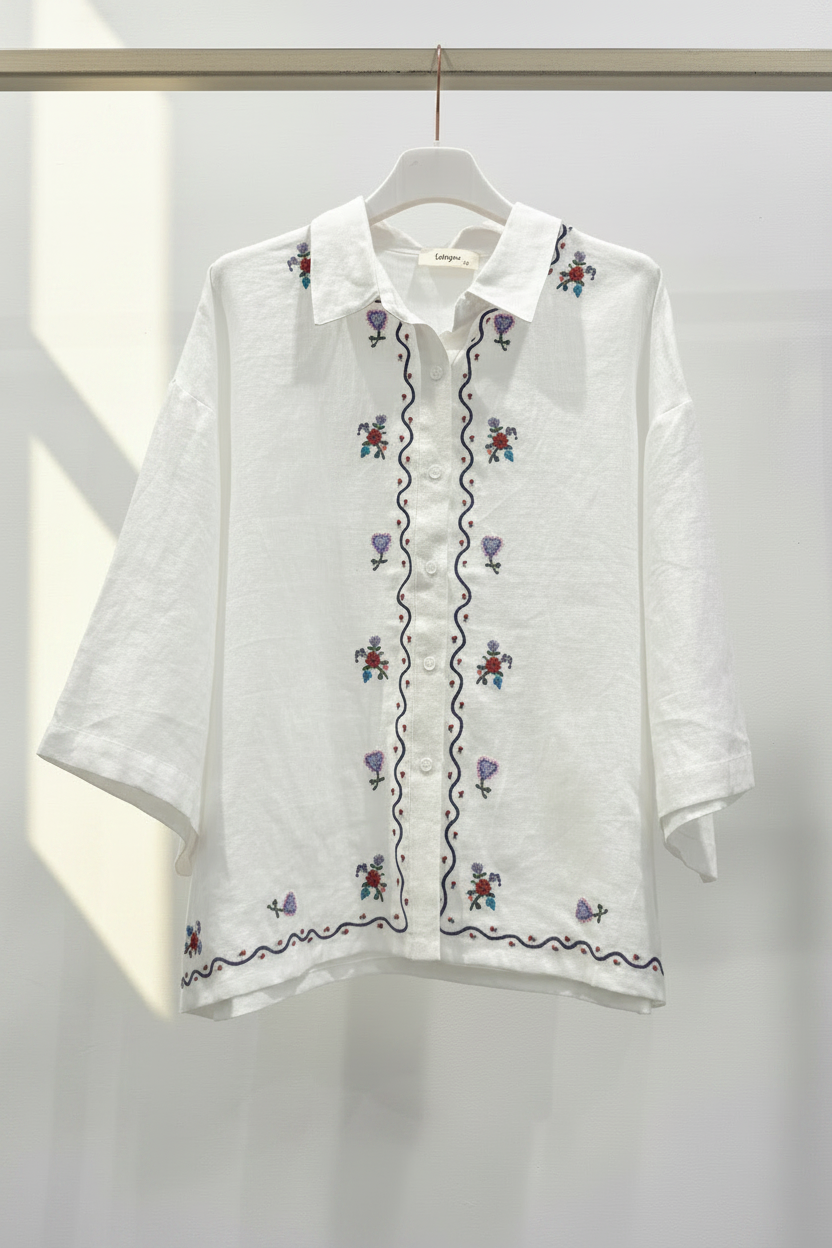 CAMISA BLANCHE POINT DE CROIX