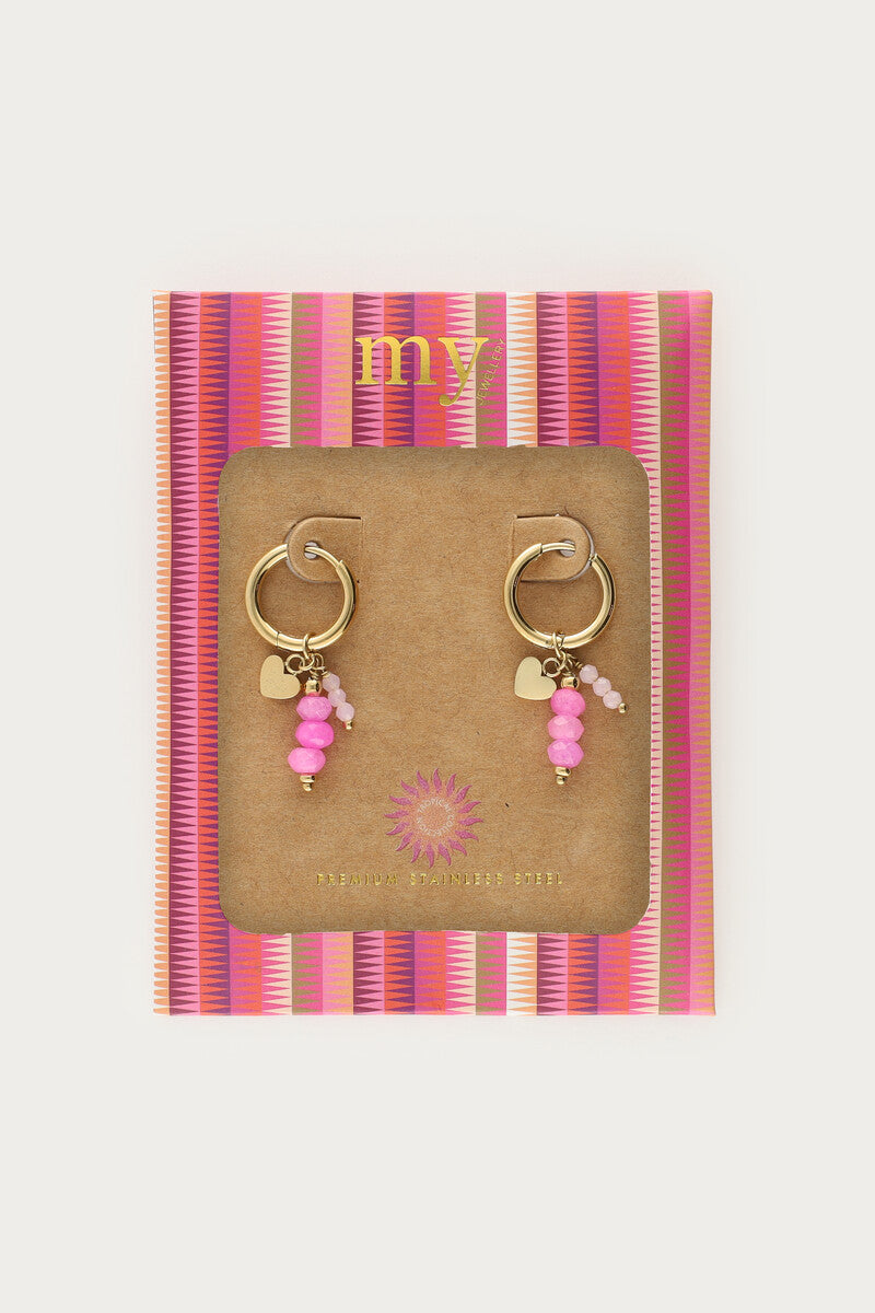 PENDIENTES TROPICAL BEADS FUCSIA