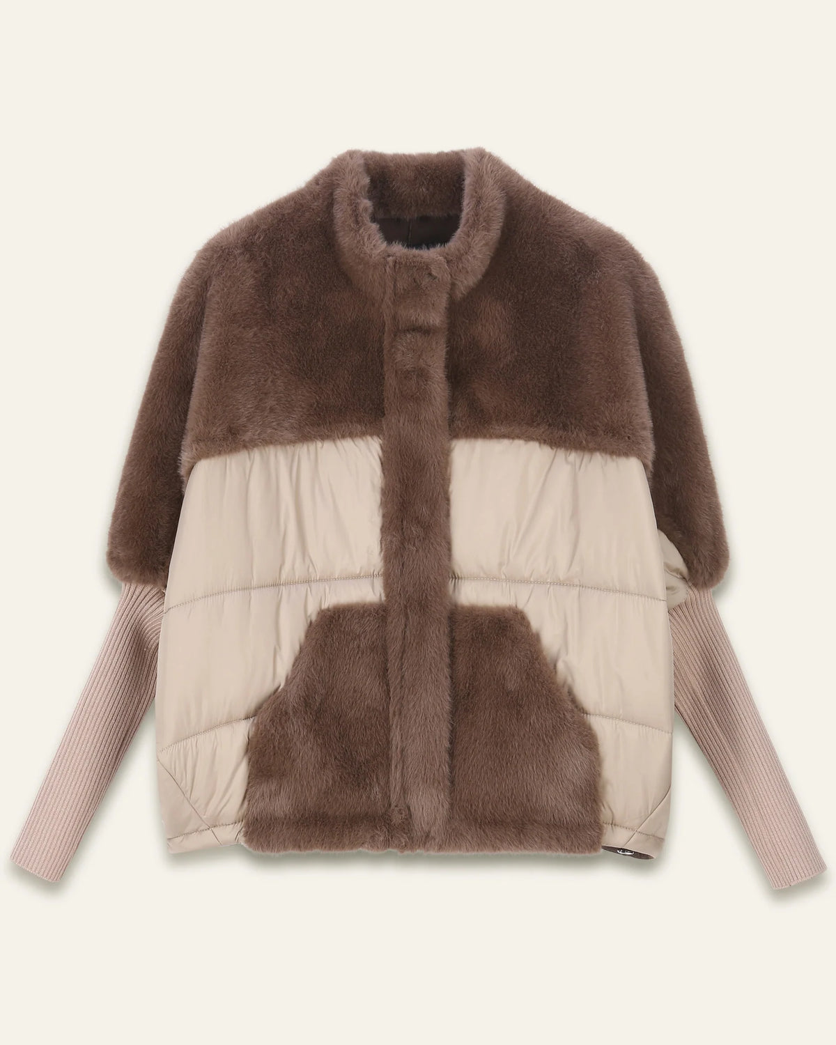 CHAQUETA ZENIA TAUPE & CHOCO