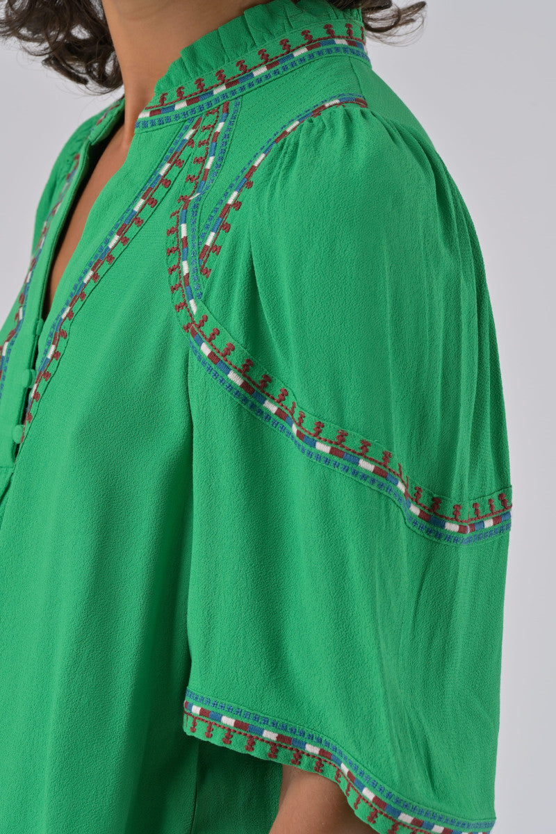 TOP BRODERIE CORA VERT
