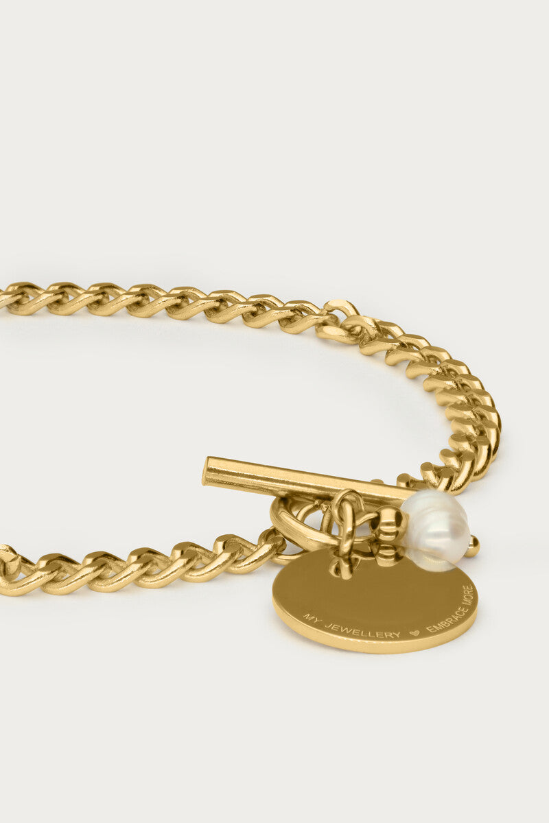 PULSERA PEARL&COIN CHAIN