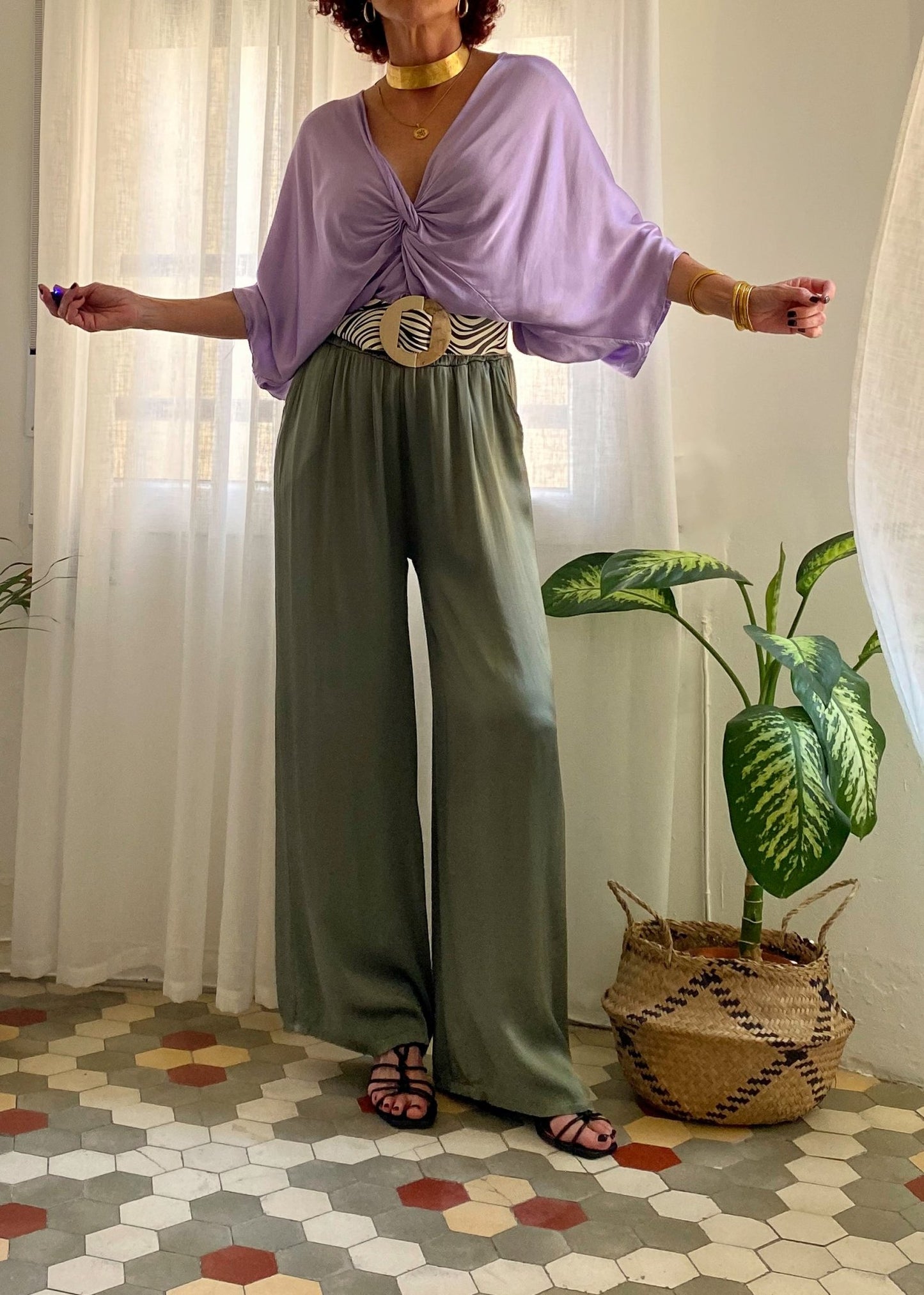 TOP DRAPEADO SILK SARAH LAVANDA - Sister Birkin