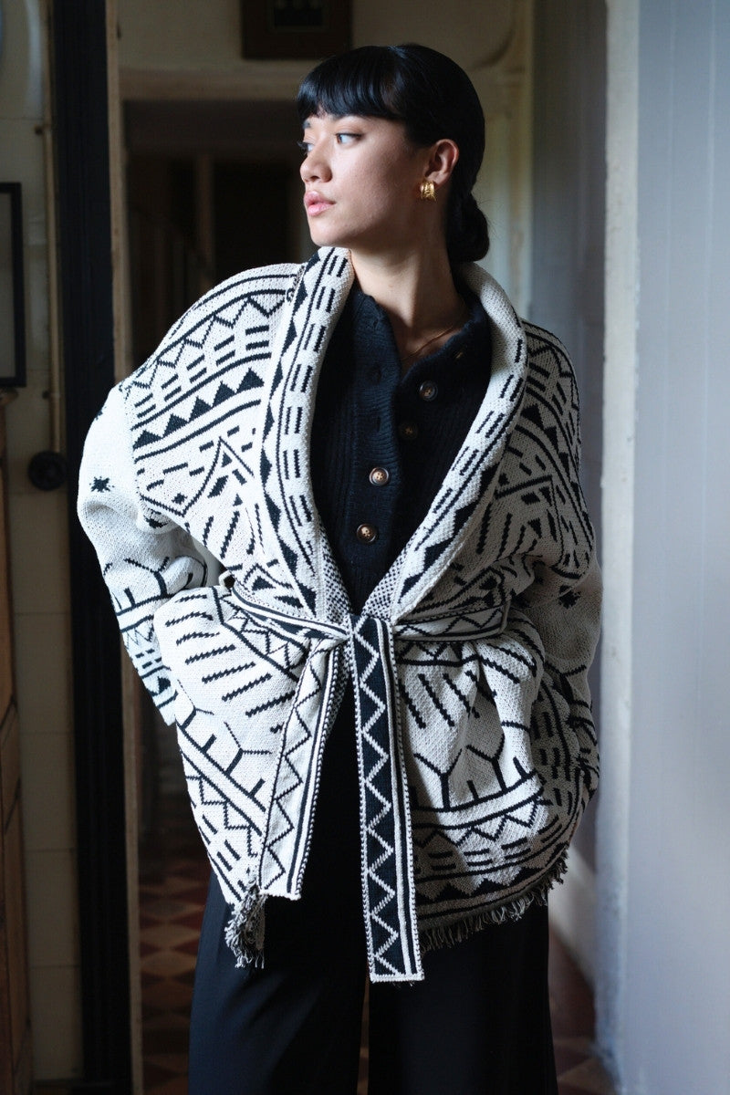 CARDIGAN JUSTINE NOIR ET BLANC