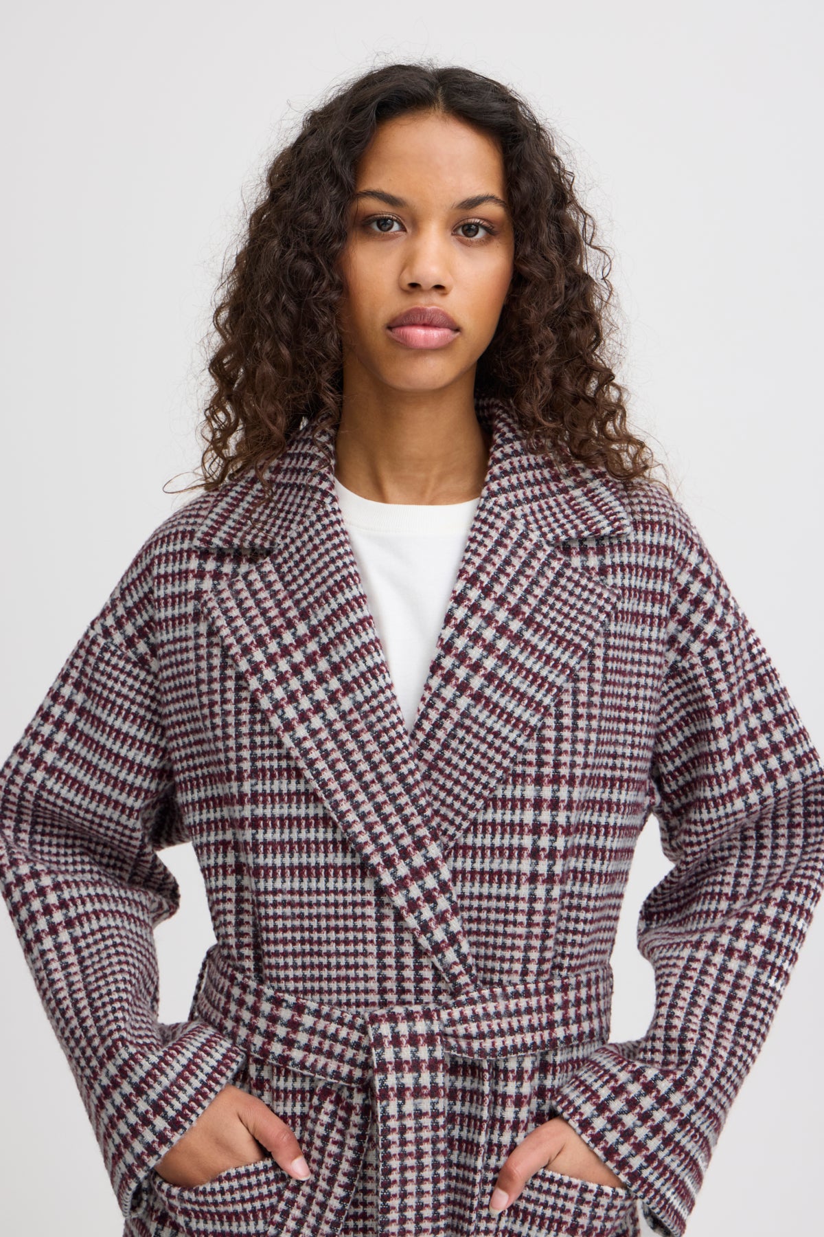 ABRIGO JANNET PLAID BORDEAUX