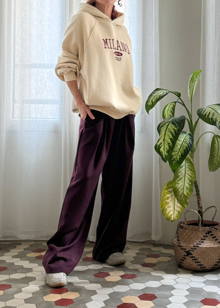 PANTALÓN HARLOW PLEATED BORDEAUX