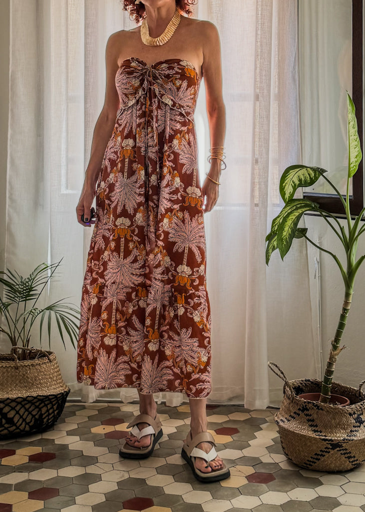 VESTIDO VINTAGE PALMS TERRACOTA