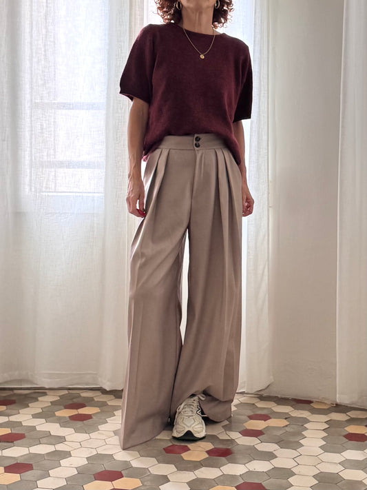 PANTALÓN DOBLE PLIEGUE  VIOLA TAUPE