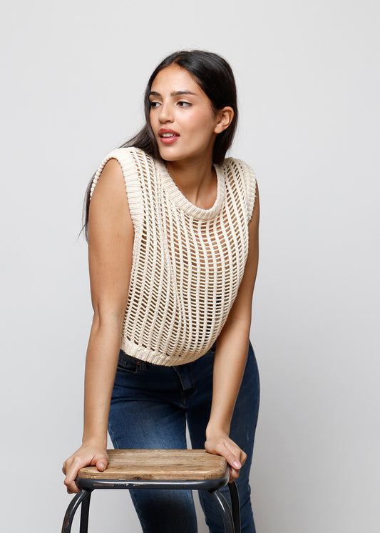 CHALECO CALADO BRIANNA SAND