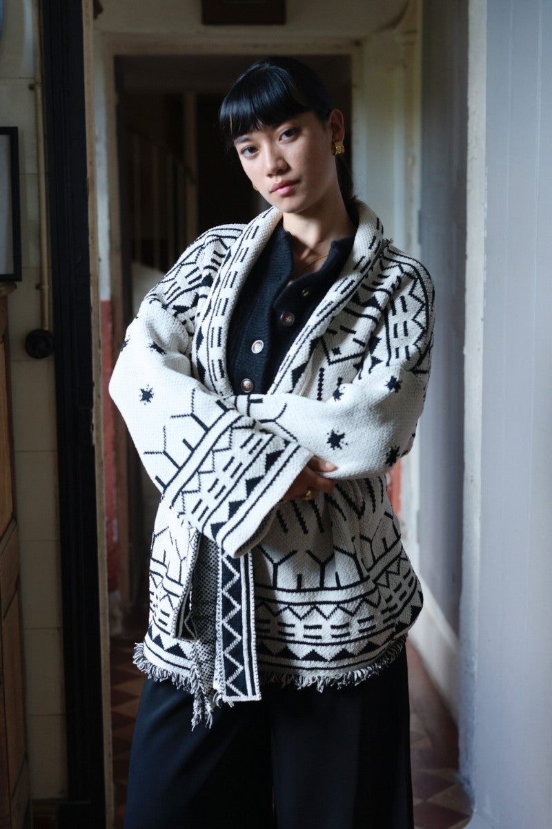 CARDIGAN JUSTINE NOIR ET BLANC