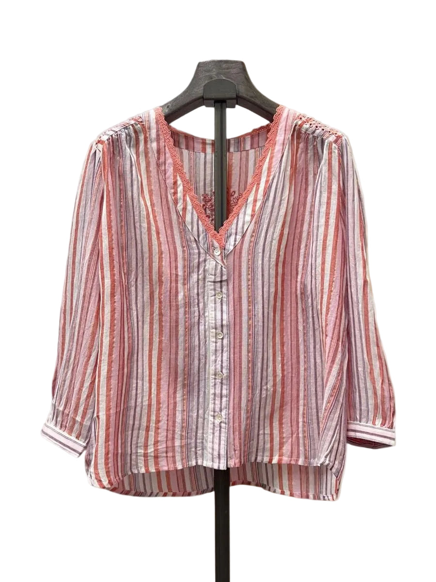 CAMISA PRIYA CORAL STRIPES