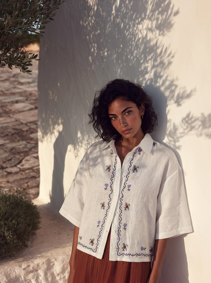 CAMISA BLANCHE POINT DE CROIX