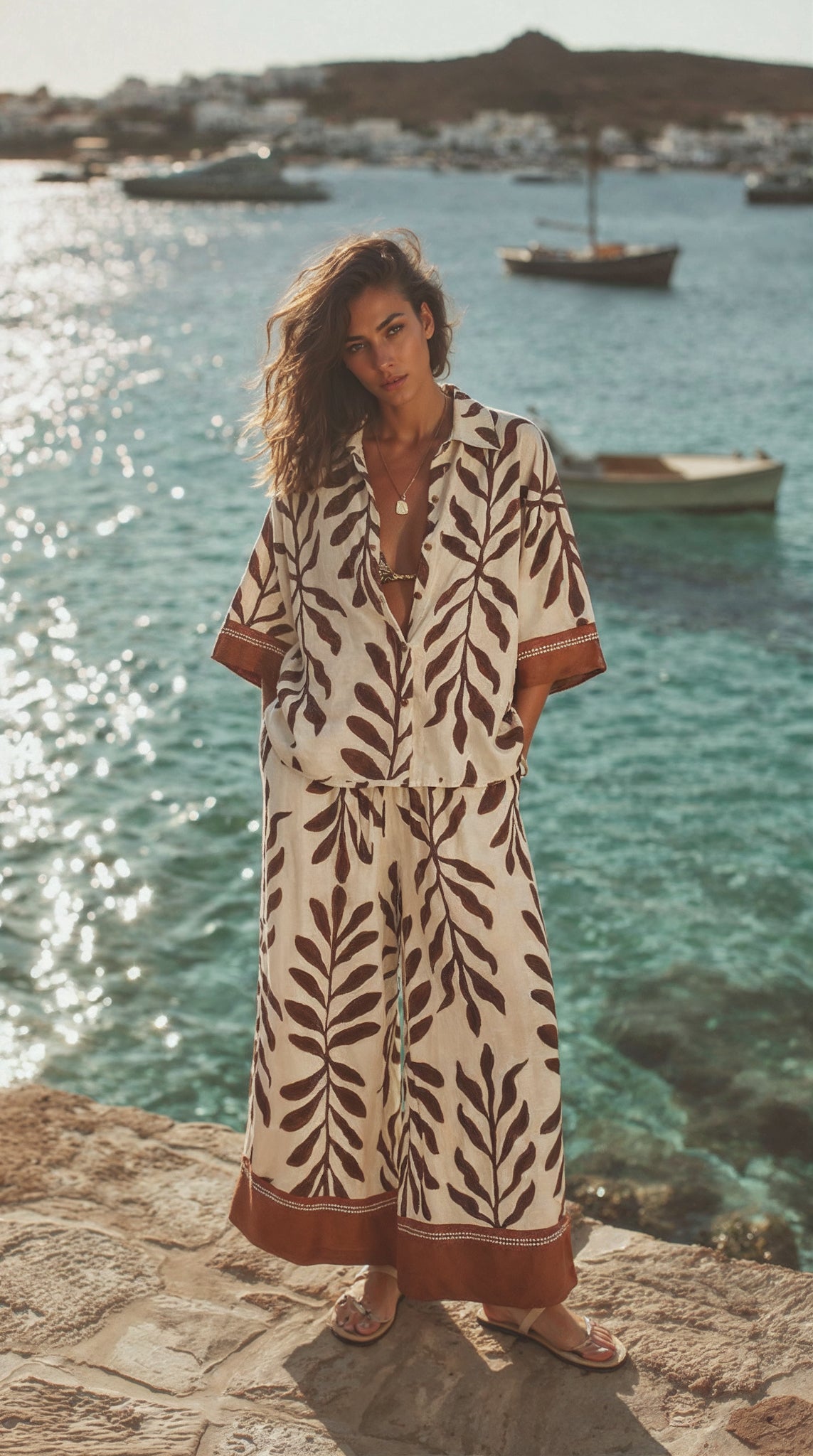 CAMISA POSIDONIA BROWN
