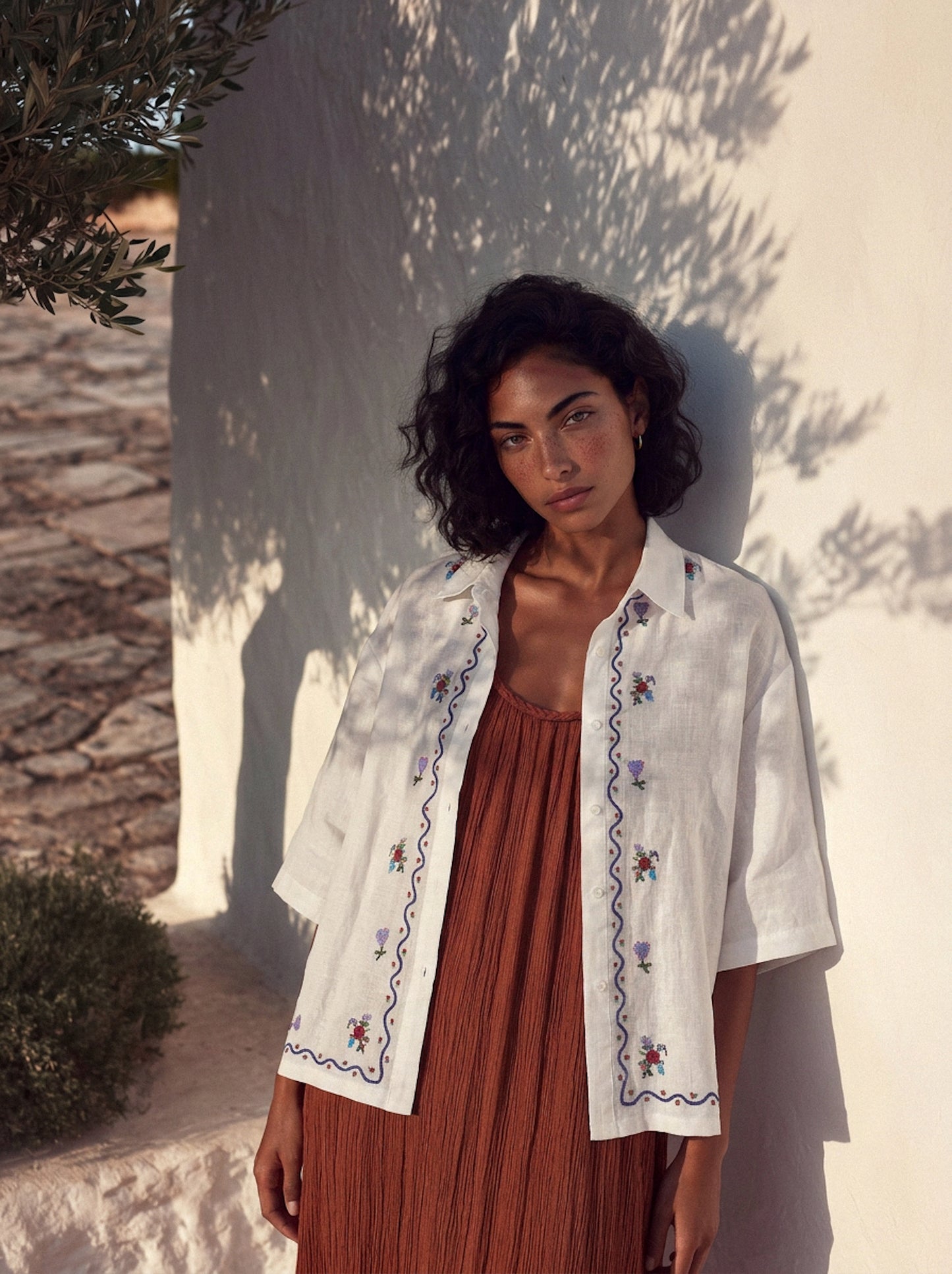 CAMISA BLANCHE POINT DE CROIX