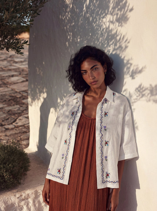 CAMISA BLANCHE POINT DE CROIX