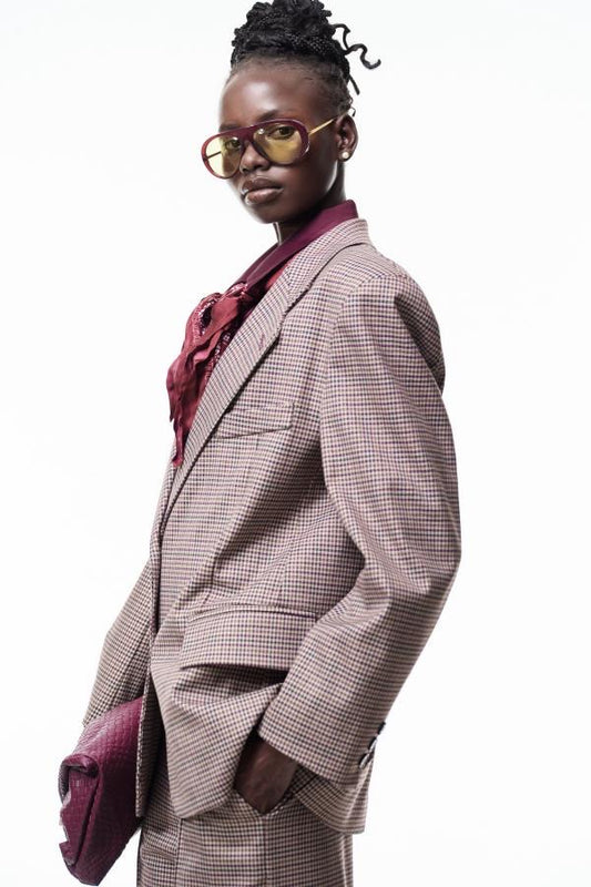 BLAZER HENRY PLAID BORDEAUX
