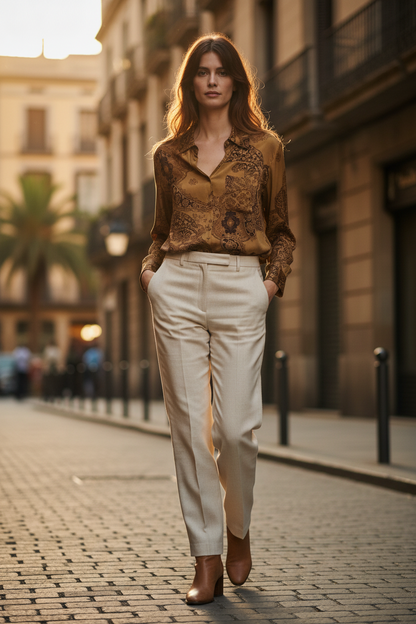 CAMISA PAISLEY CAMEL