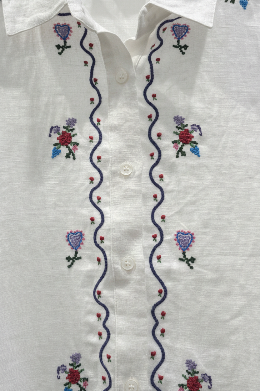 CAMISA BLANCHE POINT DE CROIX
