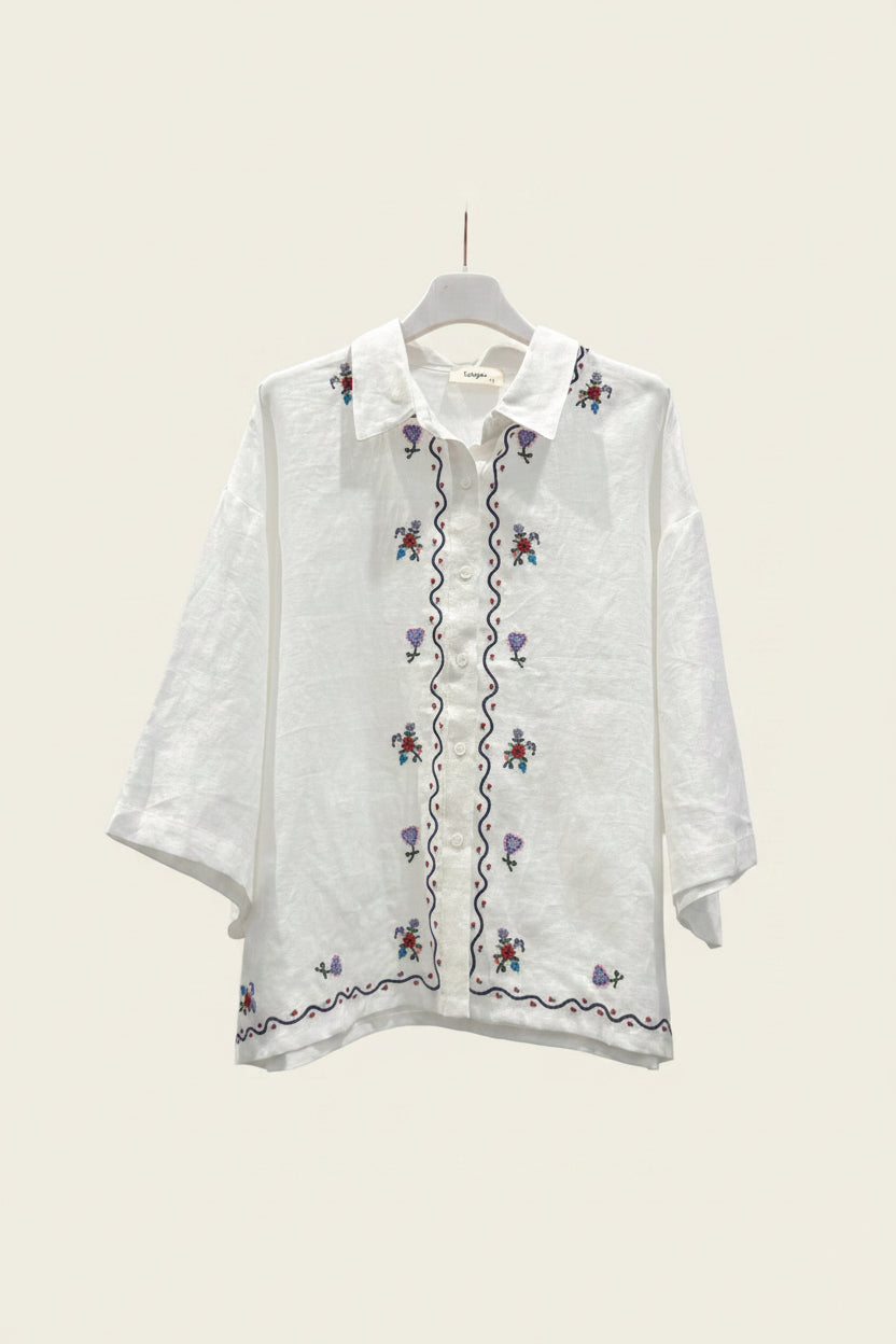 CAMISA BLANCHE POINT DE CROIX