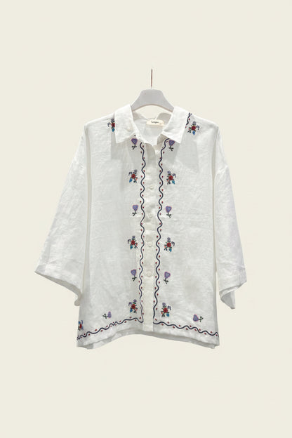 CAMISA BLANCHE POINT DE CROIX