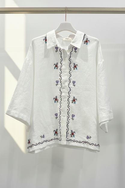 CAMISA BLANCHE POINT DE CROIX