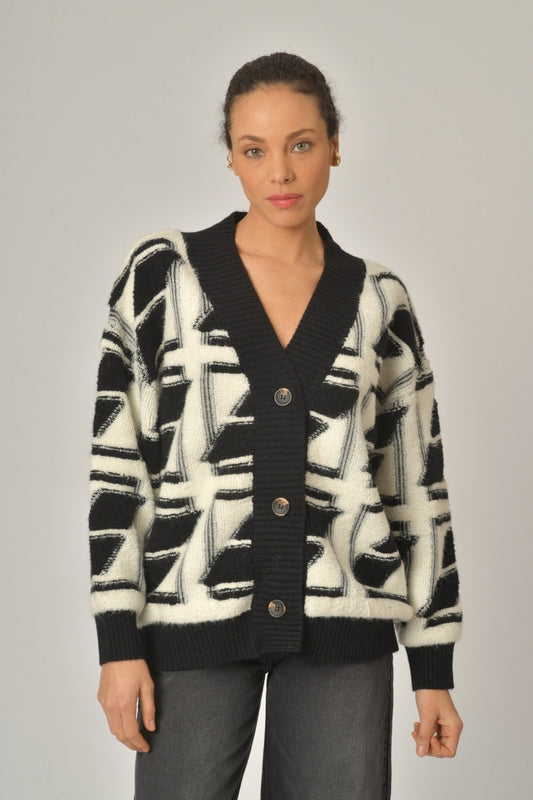 CARDIGAN MARJORIE NOIR ET BLANC