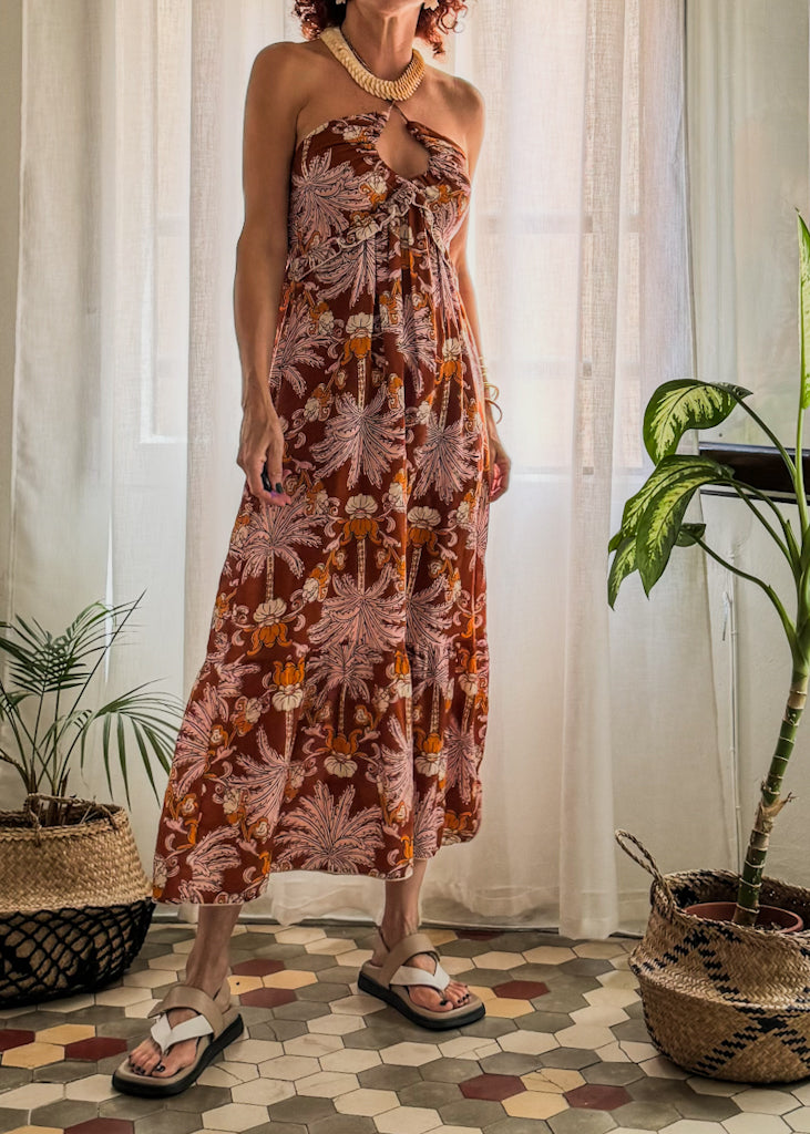 VESTIDO VINTAGE PALMS TERRACOTA