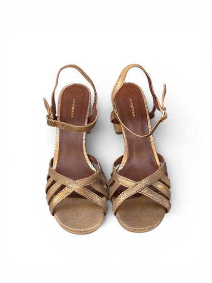 SANDALIAS ISSI 55 LINEN METALLIC GOAT GOLD