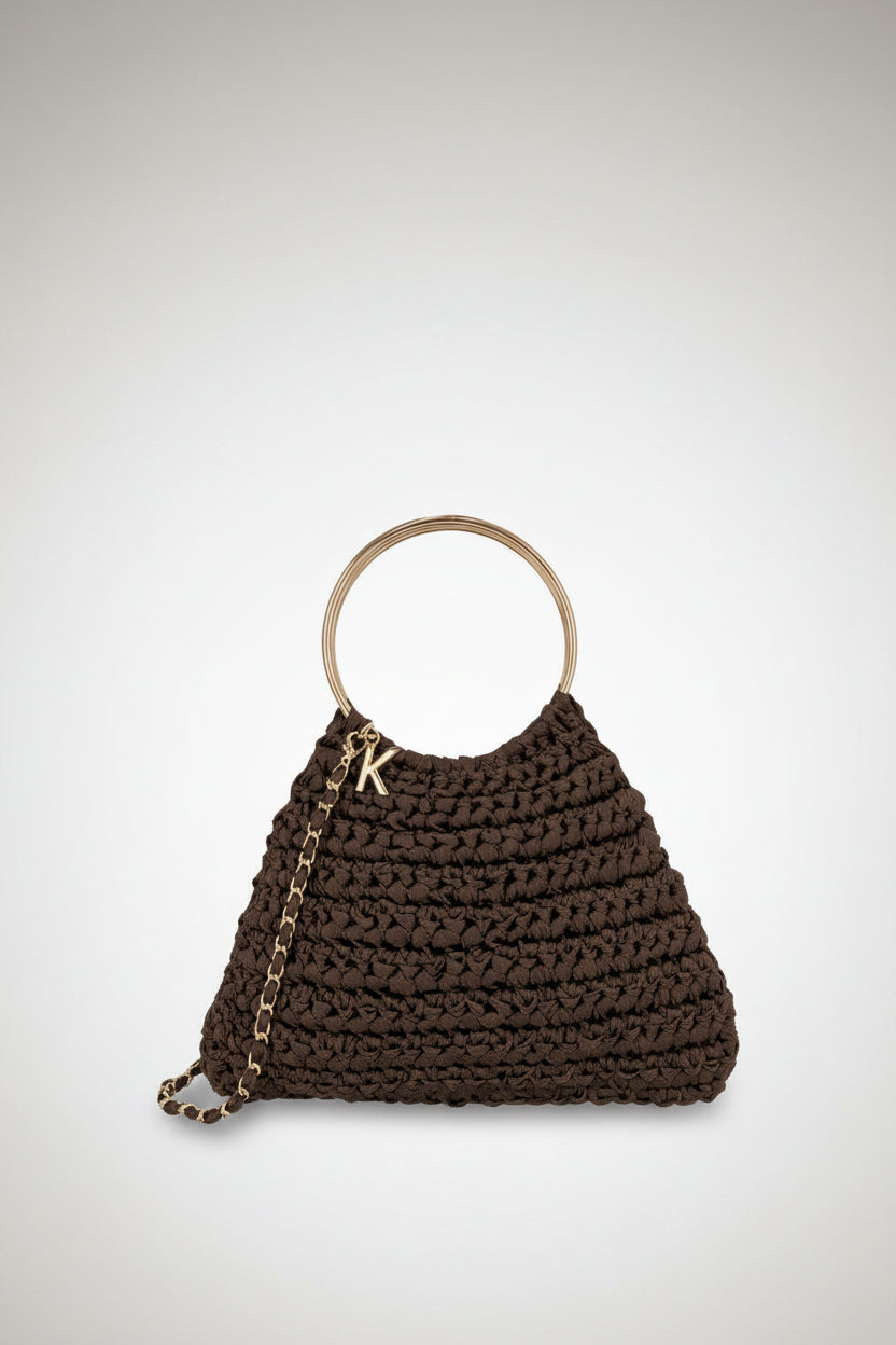 BOLSO HYÈRES SATIN BROWN