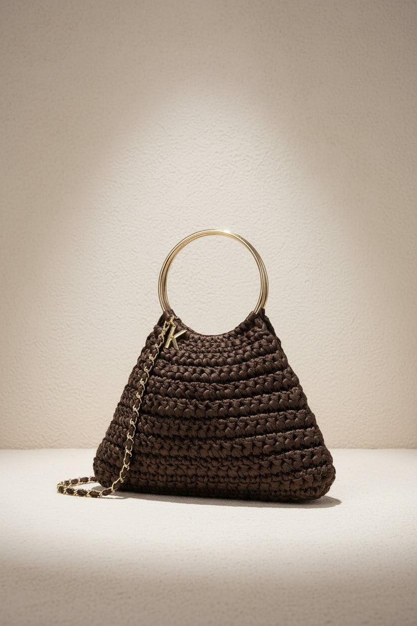 BOLSO HYÈRES SATIN BROWN