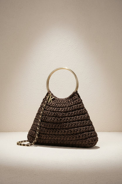 BOLSO HYÈRES SATIN BROWN