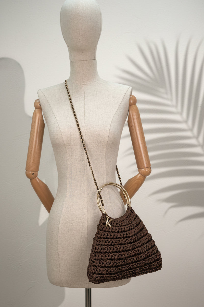 BOLSO HYÈRES SATIN BROWN