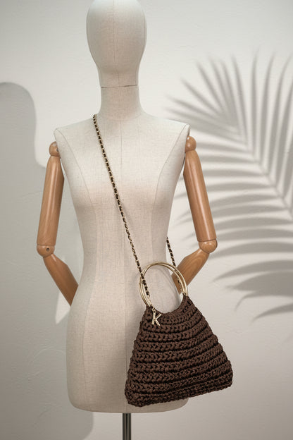 BOLSO HYÈRES SATIN BROWN