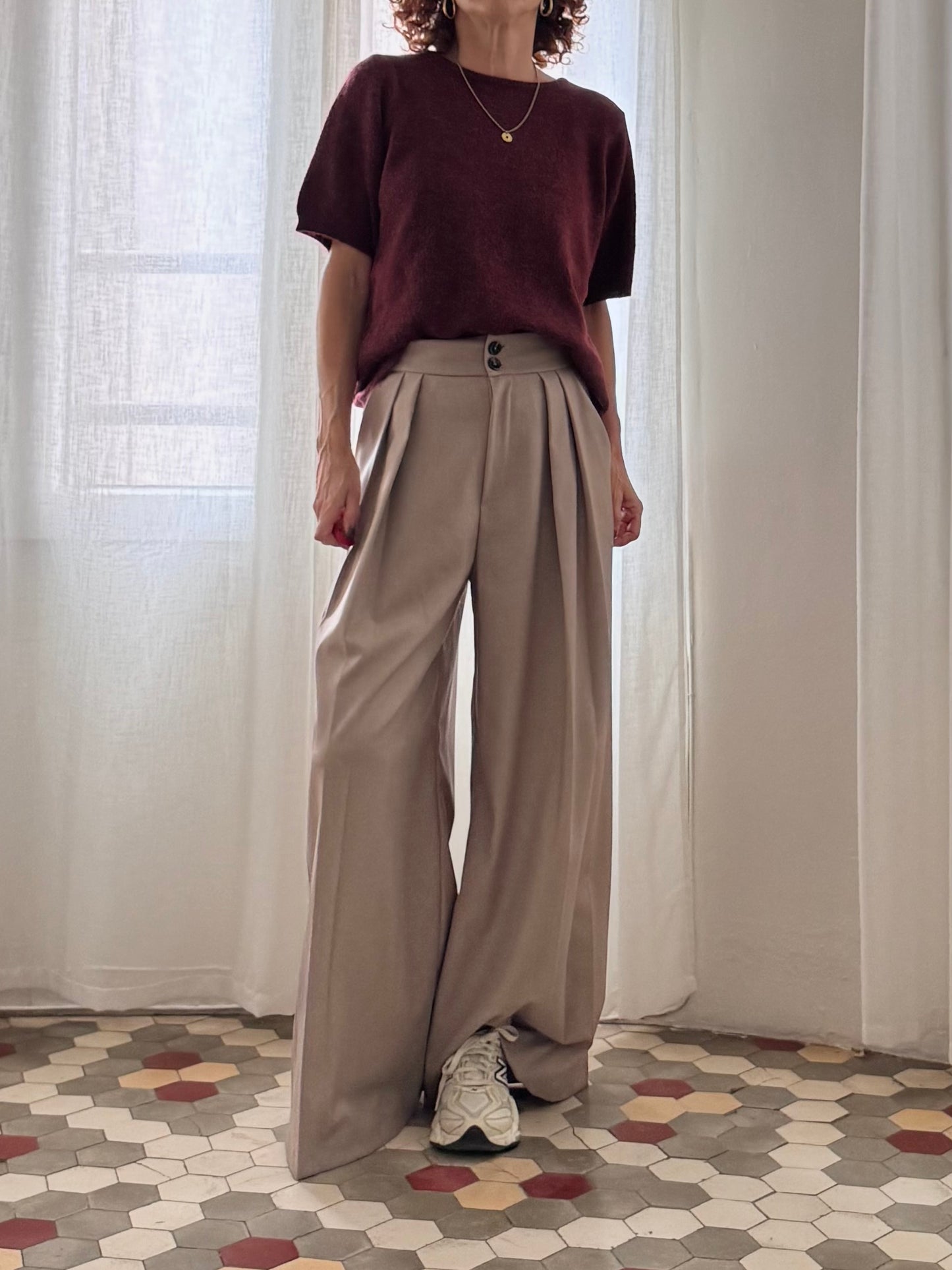 PANTALÓN DOBLE PLIEGUE  VIOLA TAUPE