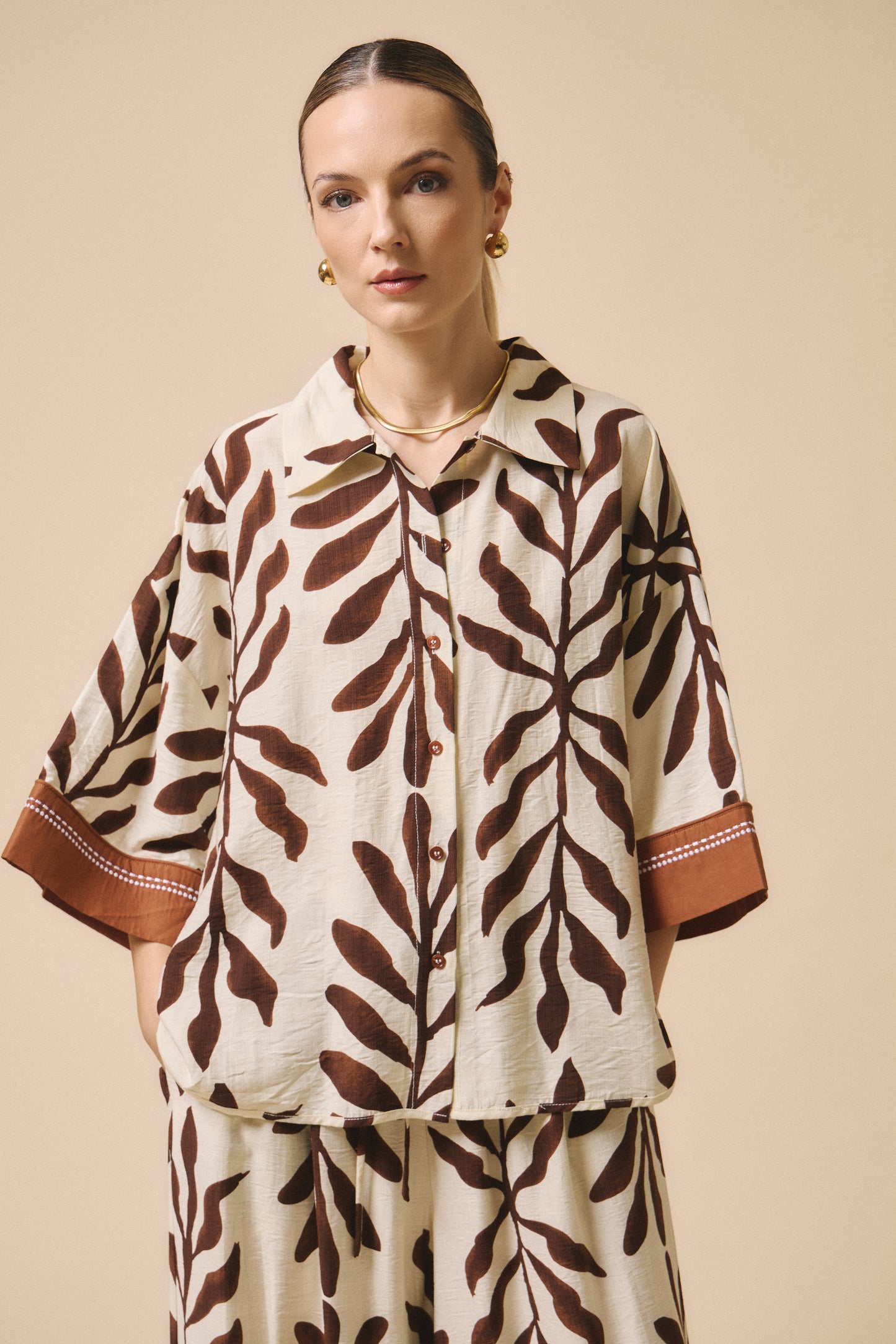 CAMISA POSIDONIA BROWN