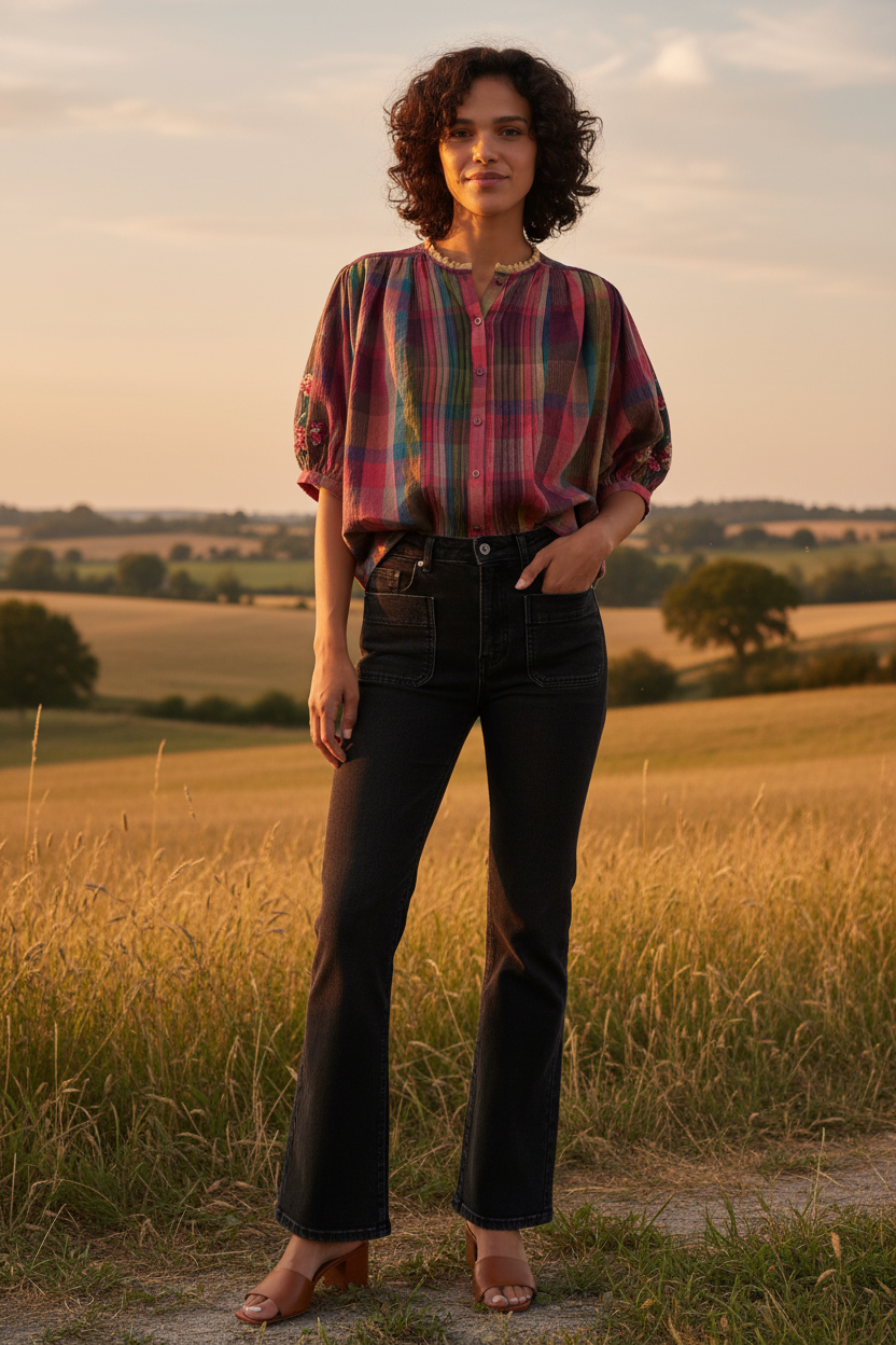 CAMISA MARA CARREAUX ROSES