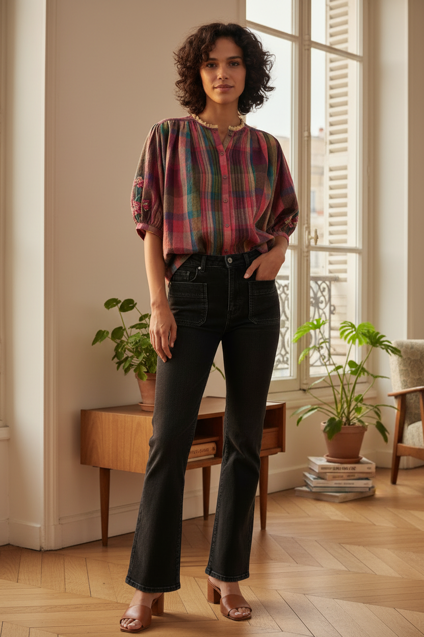 CAMISA MARA CARREAUX ROSES