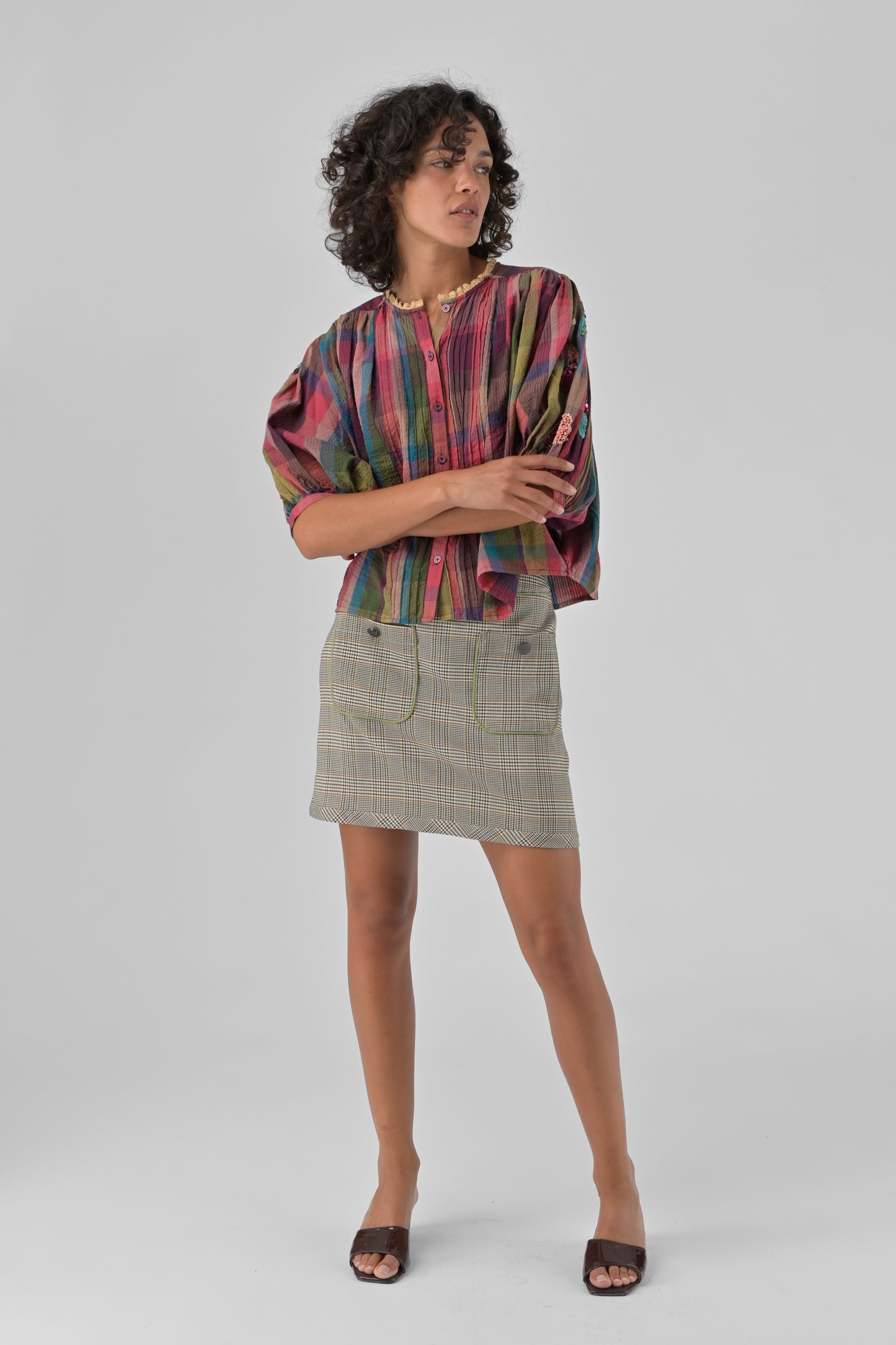 CAMISA MARA CARREAUX ROSES