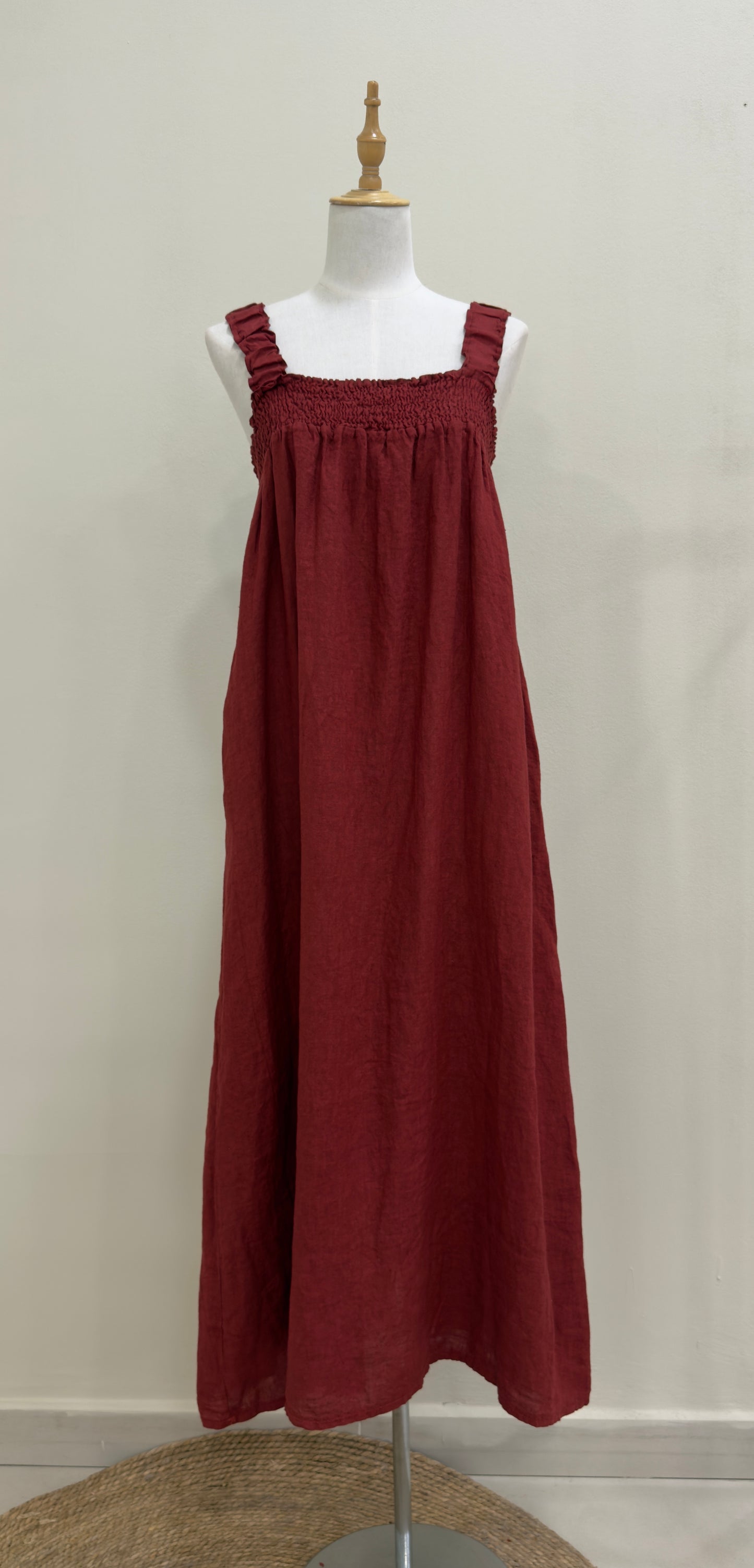 VESTIDO LINO IRENE BURDEOS