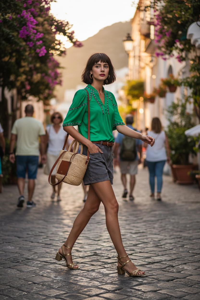 TOP BRODERIE CORA VERT