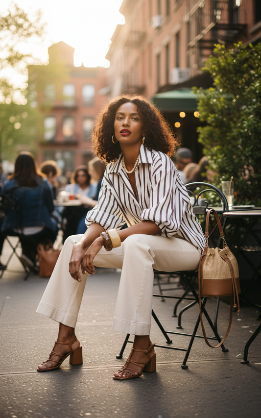 CAMISA CALIA STRIPES IVORY