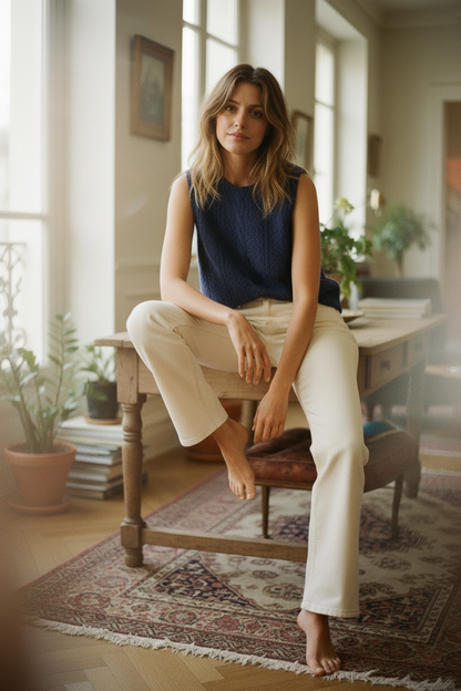 TOP LESLYE DUSTY BLUE