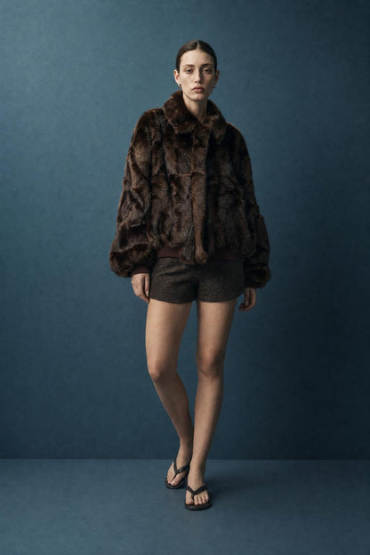 BOMBER FARRAH DARK  BROWN
