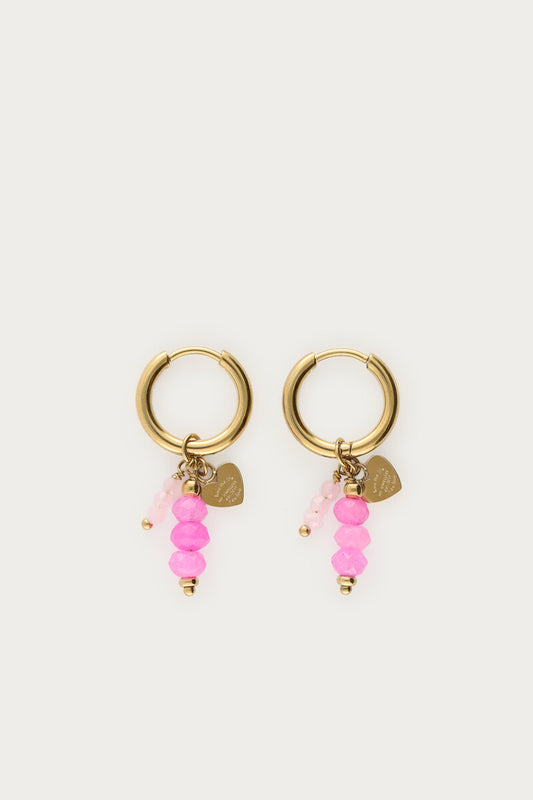 PENDIENTES TROPICAL BEADS FUCSIA