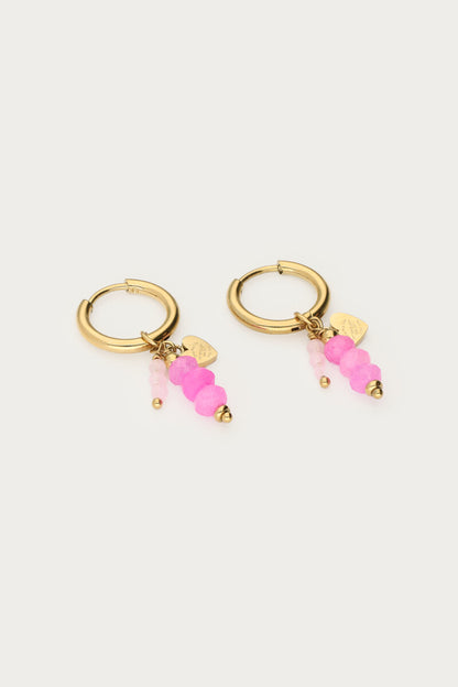 PENDIENTES TROPICAL BEADS FUCSIA
