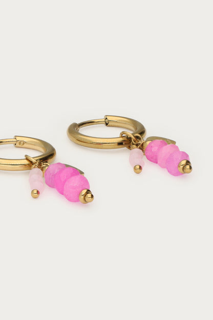 PENDIENTES TROPICAL BEADS FUCSIA