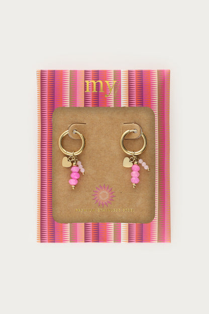 PENDIENTES TROPICAL BEADS FUCSIA