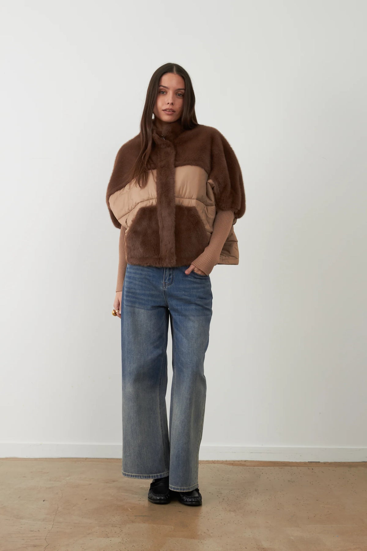 CHAQUETA ZENIA TAUPE & CHOCO