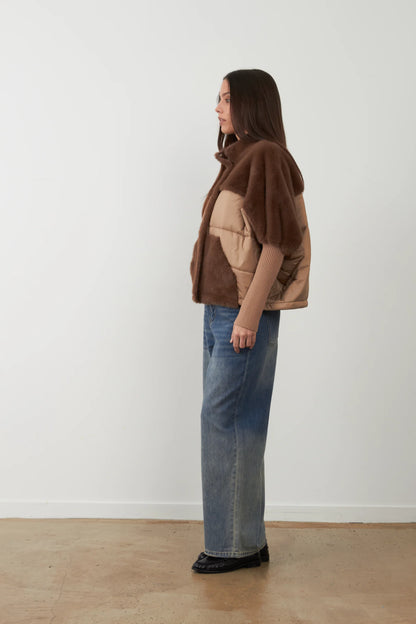 CHAQUETA ZENIA TAUPE & CHOCO